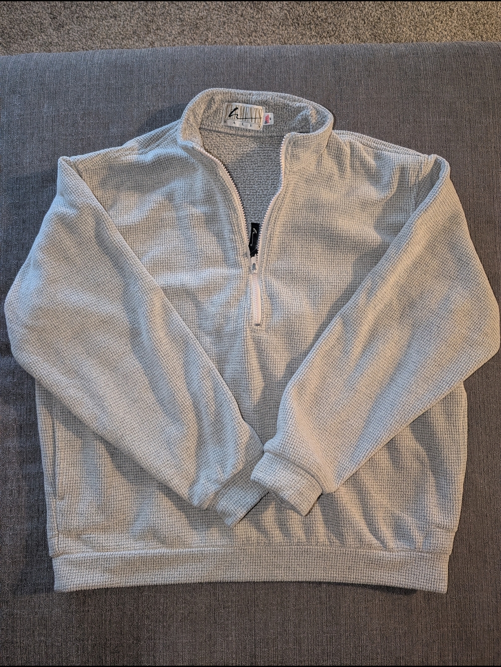 Men's Light Gray Half-Zip Waffle Knit Pullover